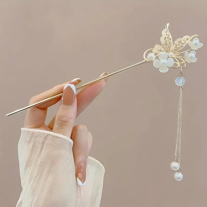 1/6pcs Elegant Chinese Style Tassel Hair Stick Traditional Floral Design Hairstyle Accessory Women Jewelry Hairpin Hairneedl…