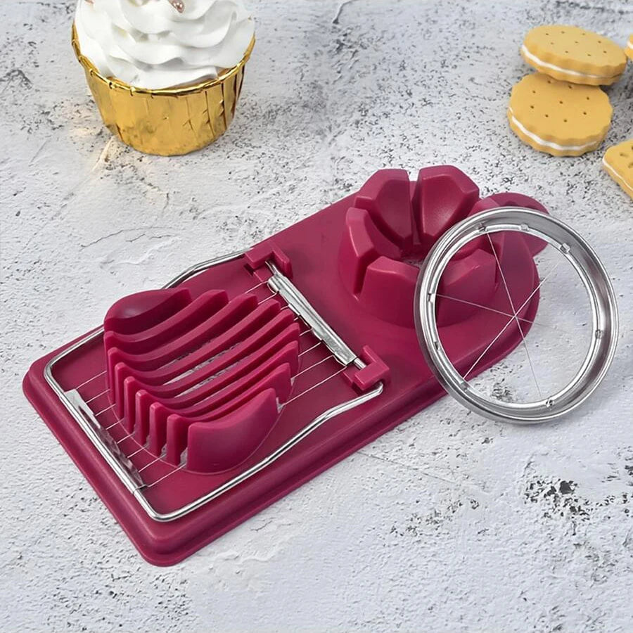 Multifunctional PP Base egg cutter 2-in-1 stainless steel wire pull egg cutter for hanging high-quality kitchen accessory to…