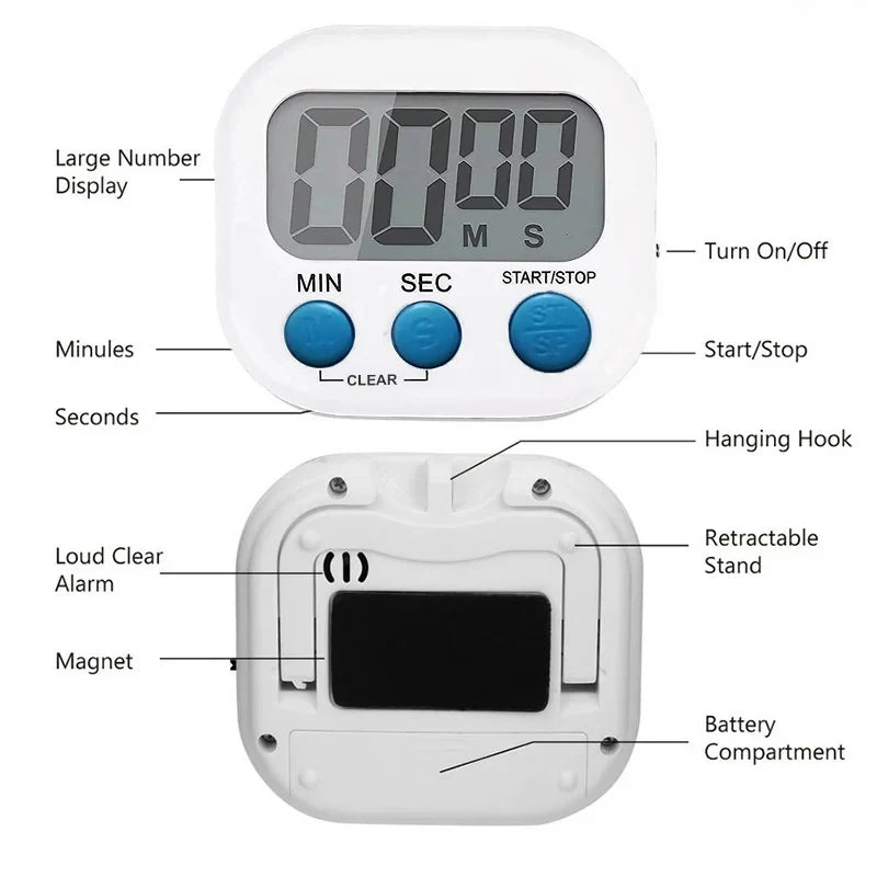 1PC LCD Digital Kitchen Timer Magnetic Cooking Large Count Down Up Clear Loud Alarm Stonego Home Kitchen Accessories - image…