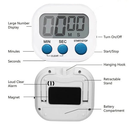 1PC LCD Digital Kitchen Timer Magnetic Cooking Large Count Down Up Clear Loud Alarm Stonego Home Kitchen Accessories - image…