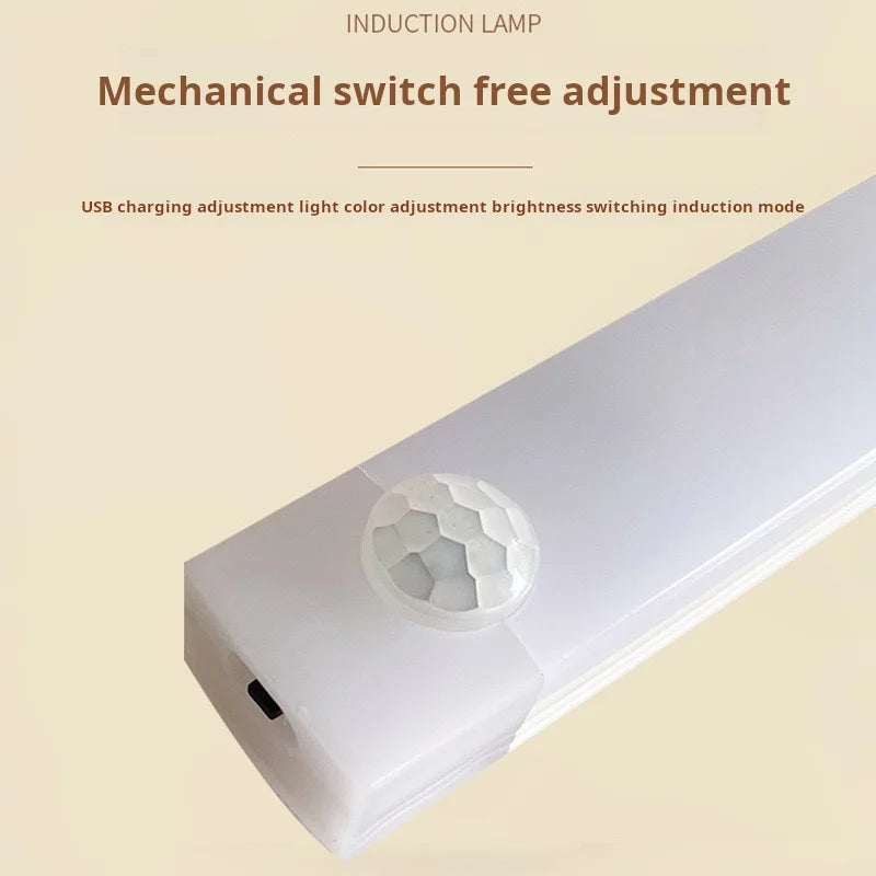1pc Wireless Rechargeable LED Motion Sensor Cabinet Light - Ideal for Closet, Kitchen, Wardrobe, Stairs - Battery Operated N…