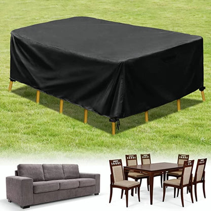 Outdoor furniture dust cover, 210D Oxford cloth, black silver sofa cover, waterproof cover, outdoor patio furniture cover -…