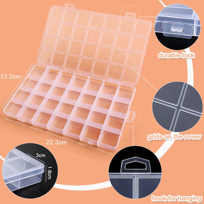 Transparent Storage Container Jewelry Box Clear Plastic Organizer Box Empty Earring Storage Organizer Display Case for Beads…