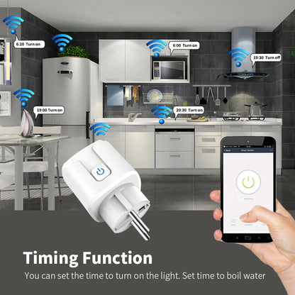 WiFi Smart Plug 16A/20A EU Smart Socket With Power Monitoring Timing Function Works with Tuya Smart Life App Voice Control -…