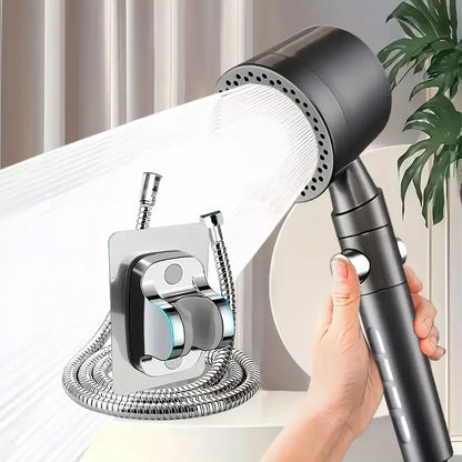 New High Pressure Water Saving Filter Shower Head 5 Modes Handheld Shower Head One Button Stop Bathroom Accessories Set - im…