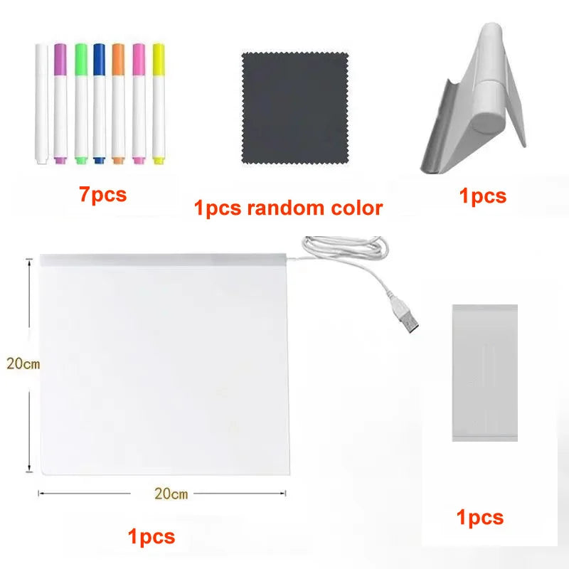 Light Up Acrylic Message Board Rewritable DIY Children's Glowing Drawing Board Message Lamp With 7 Colorful Pens - image 9