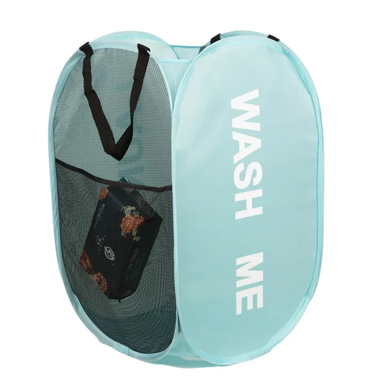 Portable Mesh Pop Up Laundry Hamper Wide Opening Breathable Collapsible Space-Saving Laundry Basket Dorm Travel Bathroom Ite…