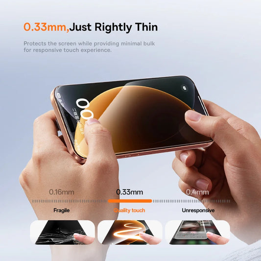 Baseus Tempered Glass for iPhone 17 16 15 14 13 12 Pro Max Screen Protector HD With Cleaning Kit Anti Peeping Dust-proof Gla…