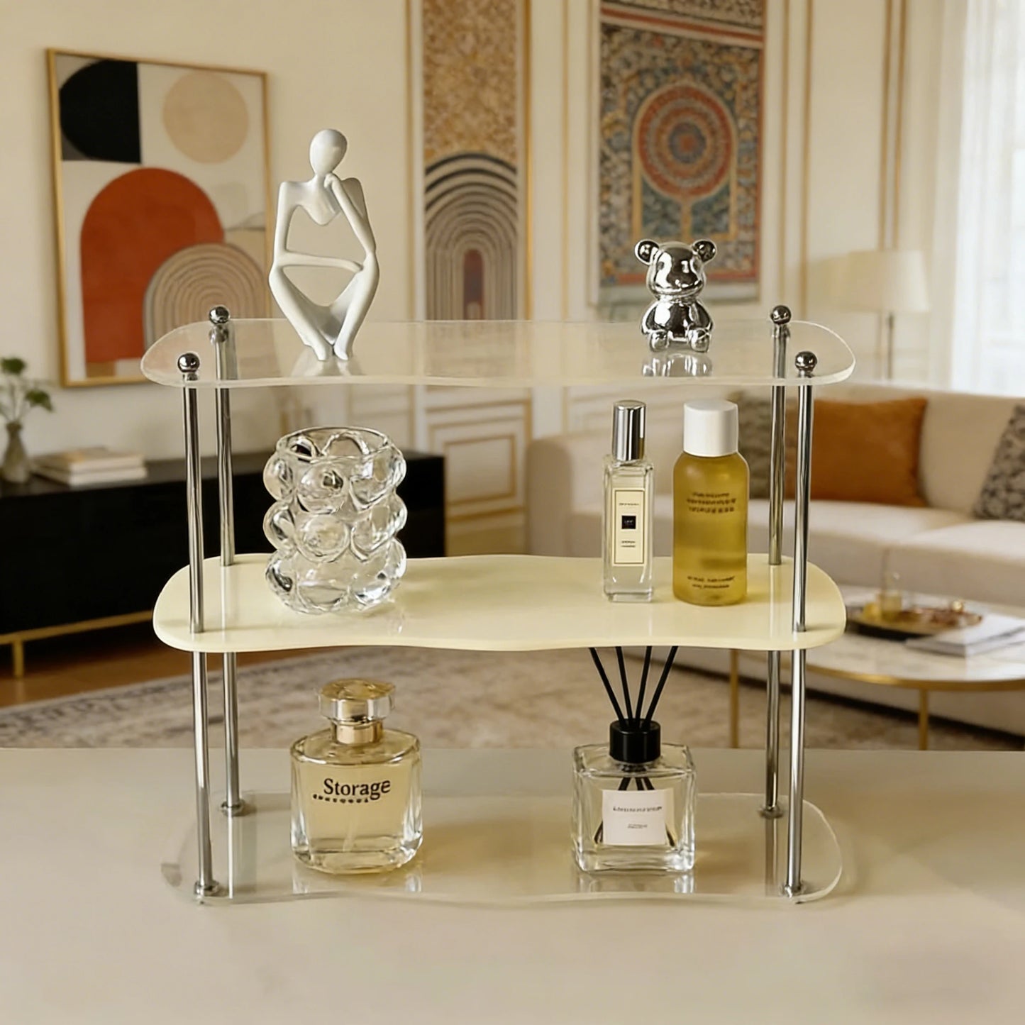 2-3Layers Acrylic Desktop Storage Rack Water Cup Perfume Bathroom Table Top Cosmetics Storage Jewelry Display Frame Organize…