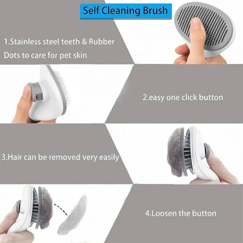 Pet Dog Brush Cat Comb Self Cleaning Pet Hair Remover Brush For Dogs Cats Grooming Tools Pets Dematting Comb Dogs Accessorie…