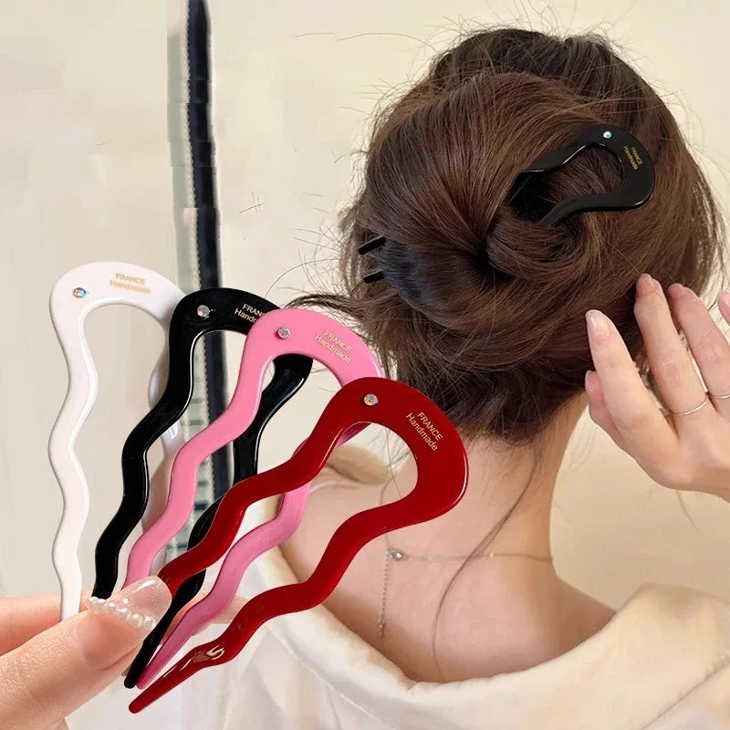 U-Shaped Hair Fork Fashion Tortoiseshell Acetate Acrylic Hairpin Geometric Headwear Hair Sticks Women Girls Hair Accessories…