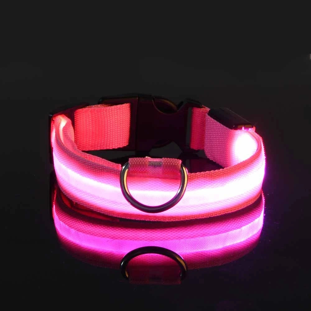 Nylon LED Night Safety Flashing Glow In The Dark Dog Leash Dogs Luminous Fluorescent Pet Dog Collar - image 7