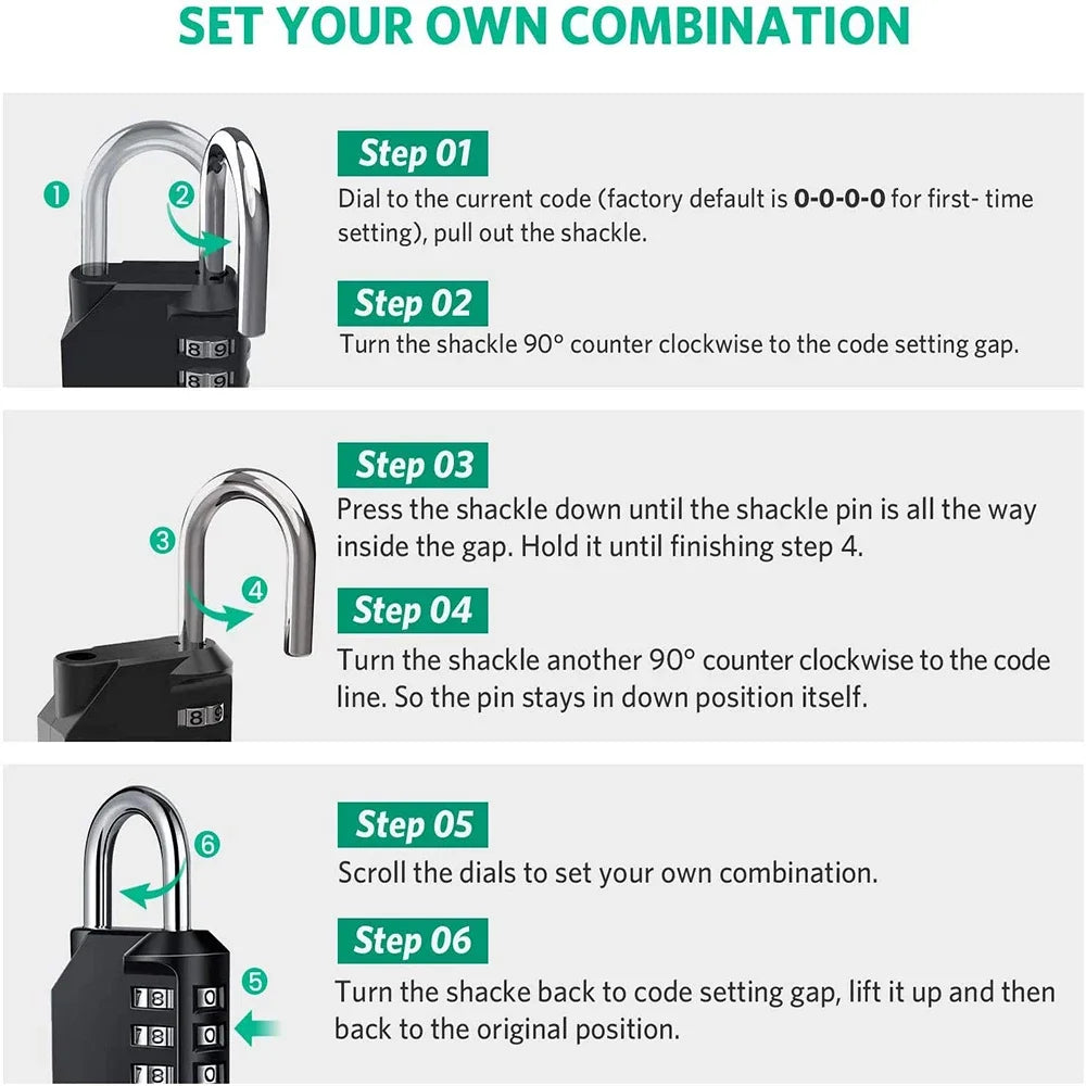 1pc Combination Lock Resettable 4 Digit Padlock with Combination Waterproof and Heavy Duty Combination Padlock Outdoor - ima…