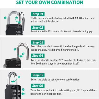 1pc Combination Lock Resettable 4 Digit Padlock with Combination Waterproof and Heavy Duty Combination Padlock Outdoor - ima…