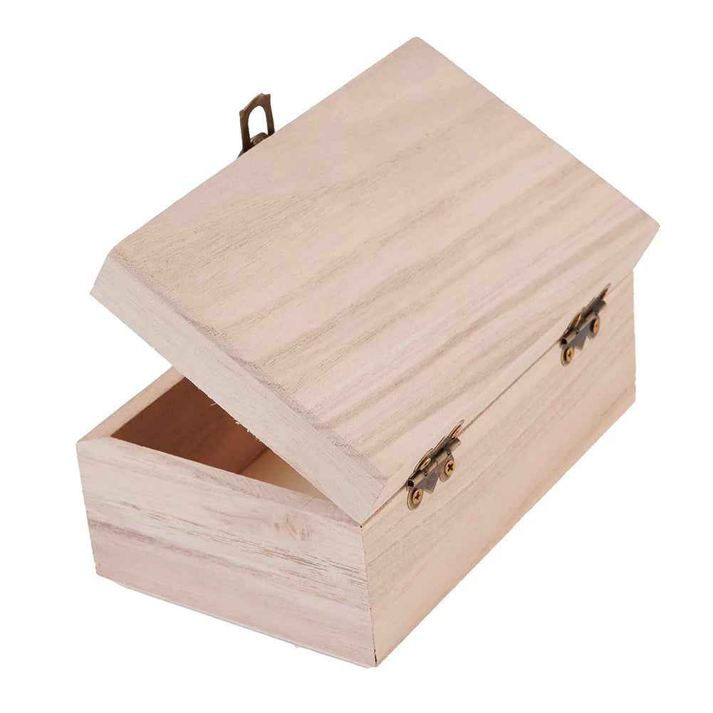 1/3pcs Log Color Scotch Plain Wood Wooden Square Hinged Storage Boxes Craft Gift Box Handmade Case Box Storage Organization…