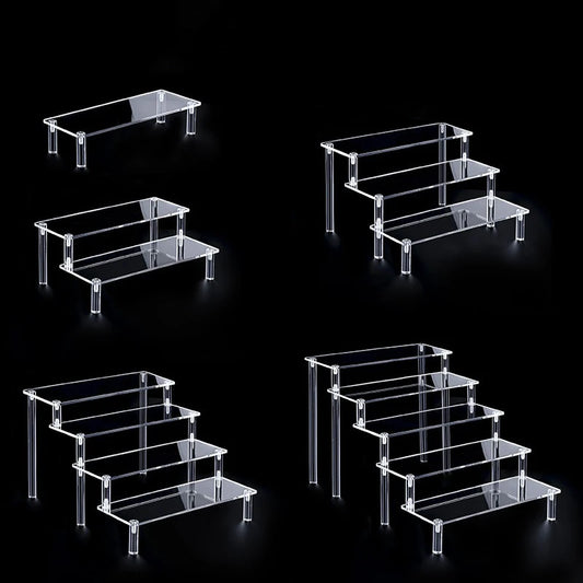 1-5 Tier Acrylic Display Stand Perfume Doll Clay Figurine Blind Box Storage Rack Transparent Ladder Makeup Organization W-2…