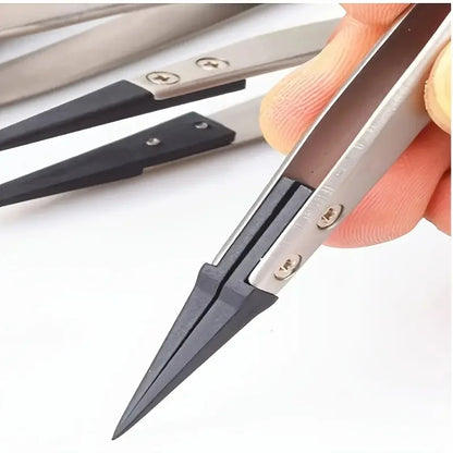 ESD-Safe Precision Tweezers, Anti-Static Tips with Heavy-Duty Metal for Electronics & Jewelry Repair.