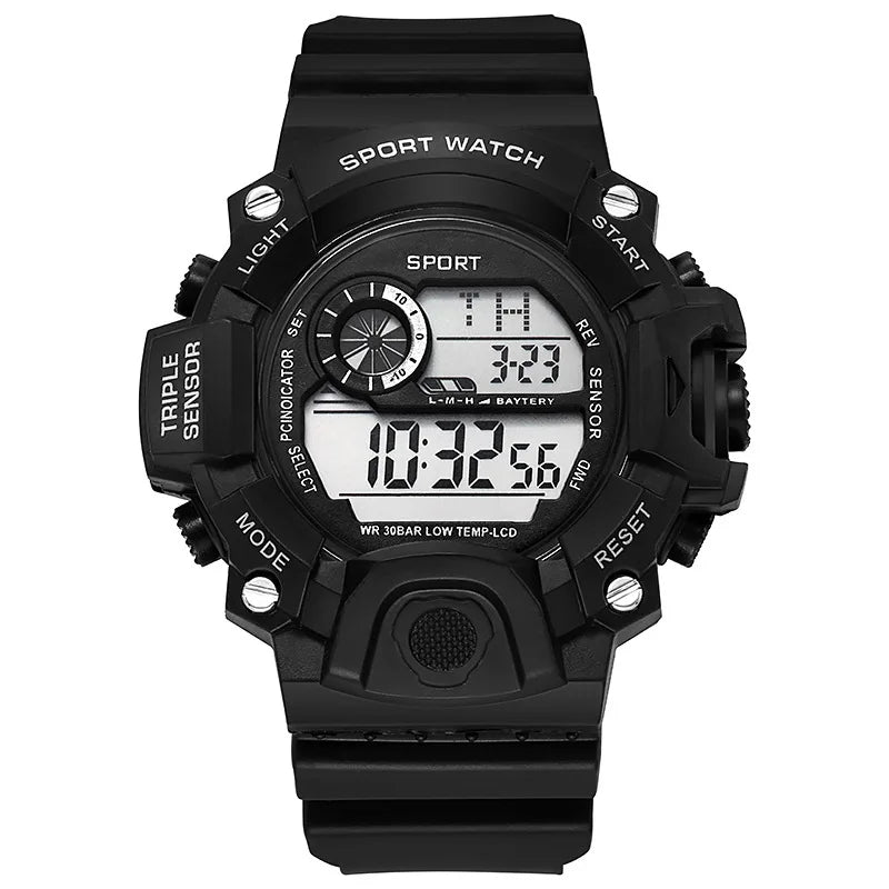 Fashion Men's Watch Sports Electronic Wristwatch Large dial Multifunctional Waterproof Luminous Alarm Kids Male's Military W…