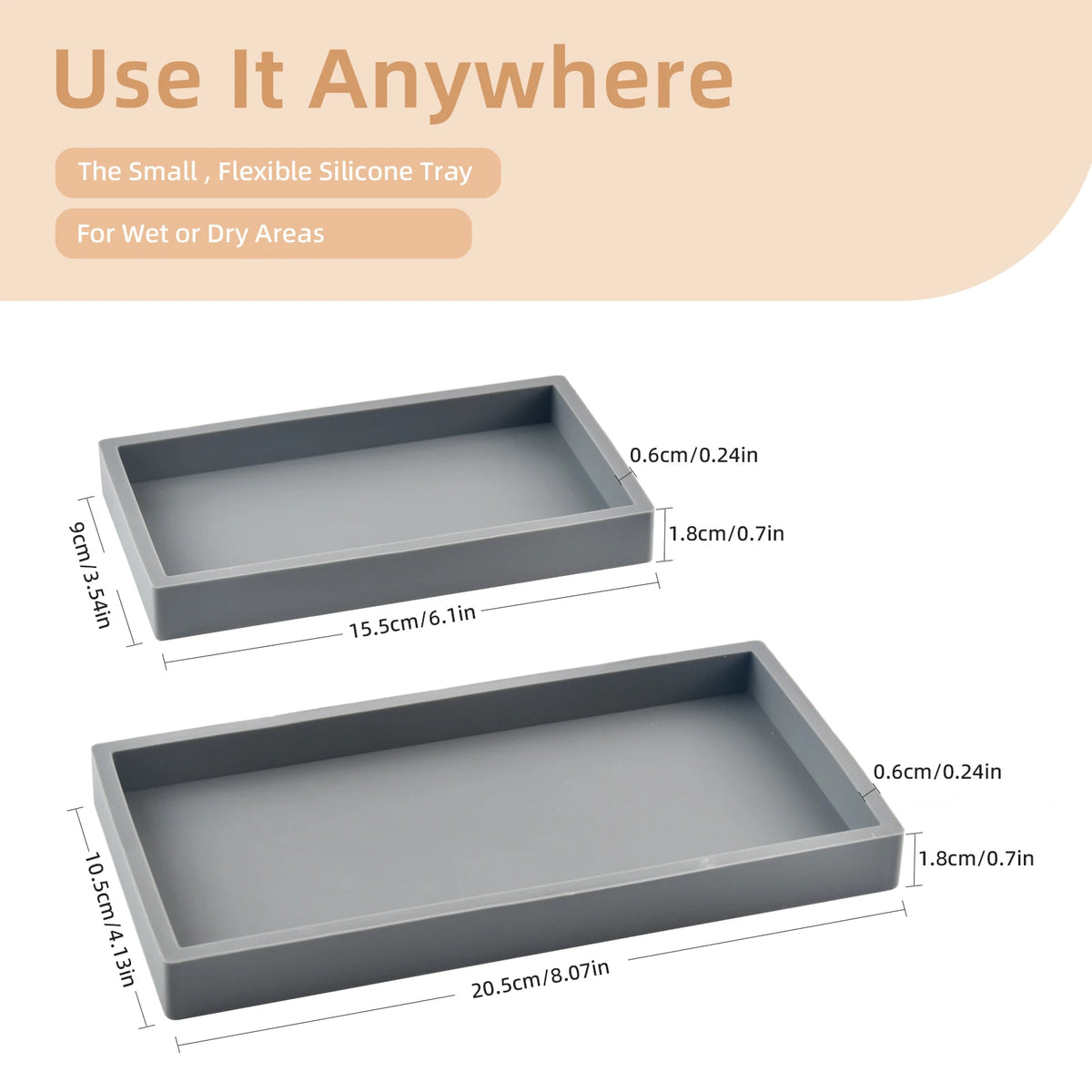 Silicone tray for bathroom countertops, hand sanitizer shampoo storage tray, jewelry display tray for decorative storage - i…