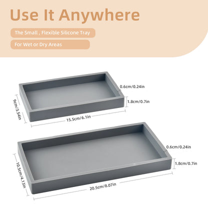 Silicone tray for bathroom countertops, hand sanitizer shampoo storage tray, jewelry display tray for decorative storage - i…