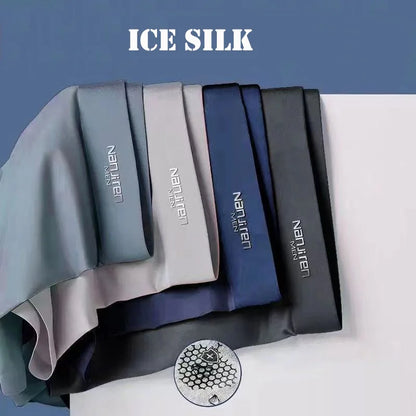 4pcs Boxer Shorts Men's Ice Silk Underwear Male Underpants Breathable Sexy Thin Panties U Convex Lingerie Wholesale Lots L-6…