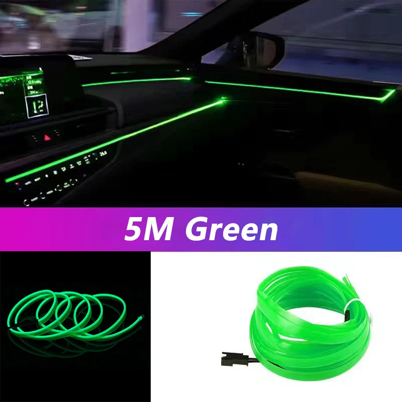 5M Car Interior Led Strip Light Neon EL Wiring Decorative Lamp For Auto DIY Flexible Ambient Light USB Party Atmosphere Diod…