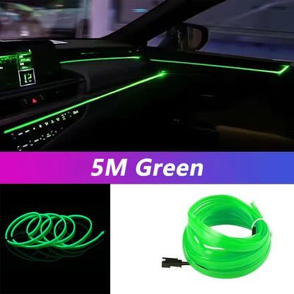 5M Car Interior Led Strip Light Neon EL Wiring Decorative Lamp For Auto DIY Flexible Ambient Light USB Party Atmosphere Diod…