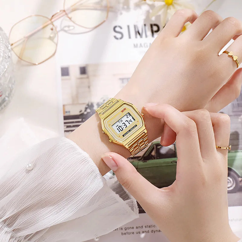 Luxury Rose Gold Women Watches Electronic Digital Display Retro Style Clock Men's Relogio Masculin Reloj Hombre homme - imag…