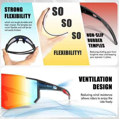 SCVCN New Outdoor Cycling Sunglasses Men Road Driving Bike Glasses Sports Mountain Climbing Women Bicycle Cycling UV400 Gogg…