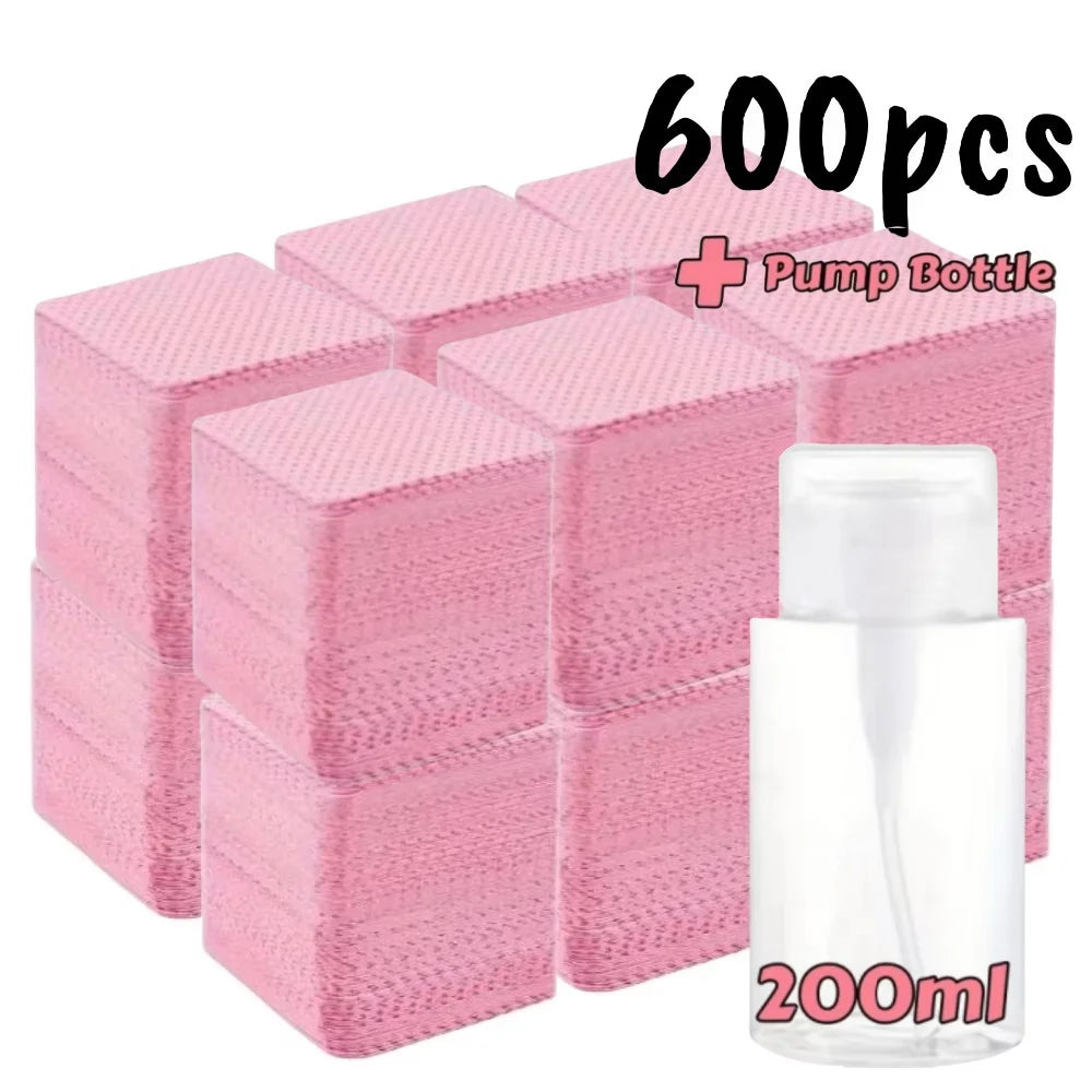 20/600pcs Lint-Free Nail Wipes Gel Cleansing Tissues Aluminum-Free Nail Polish Remover Pads for NaiArt Beauty Cleaning Care…