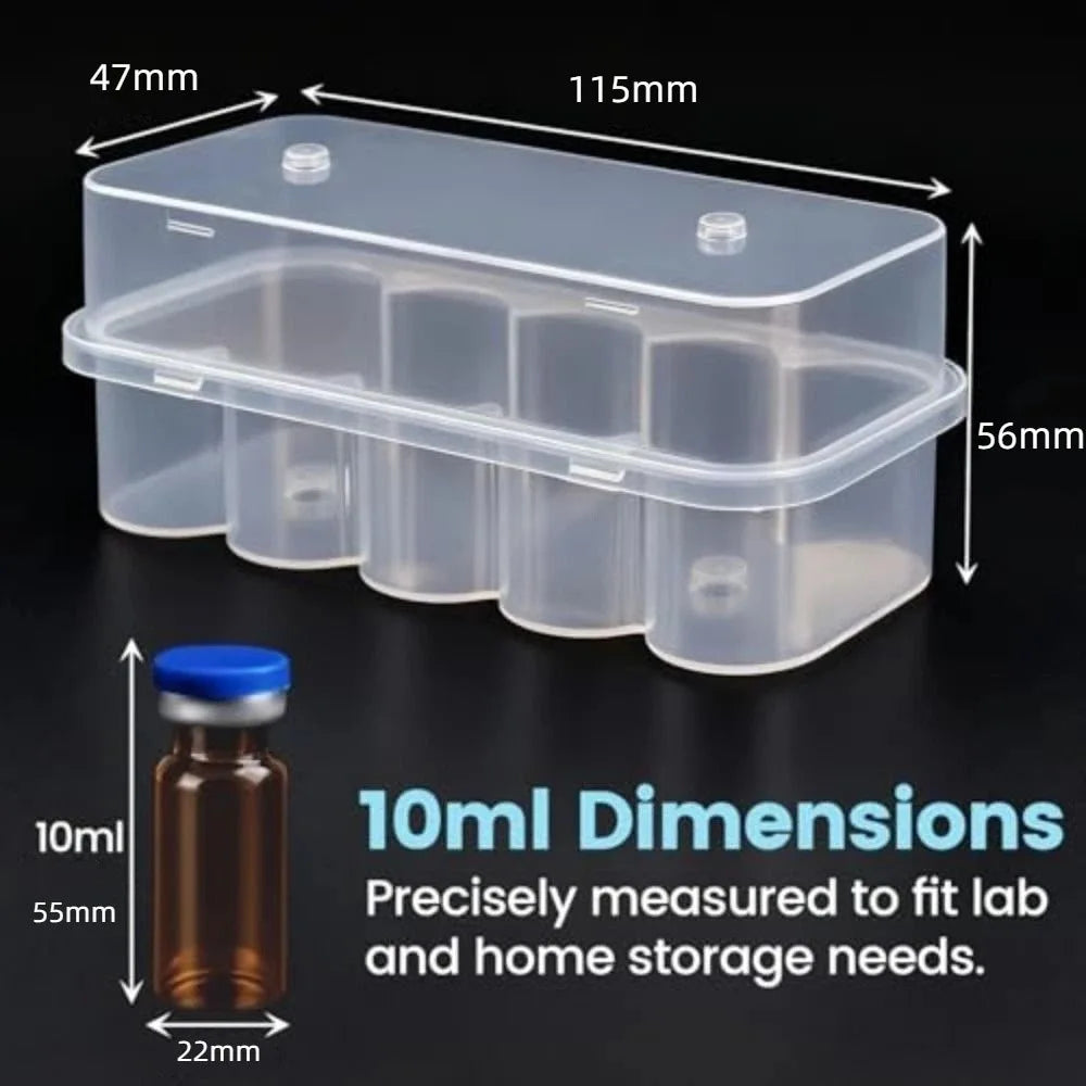 New 3/5/7/10mL 2/10/24-Slot Vial Storage Case Stackable Plastic Microtube Storage Box Clear Freezer Tube Box Diabetic Suppli…