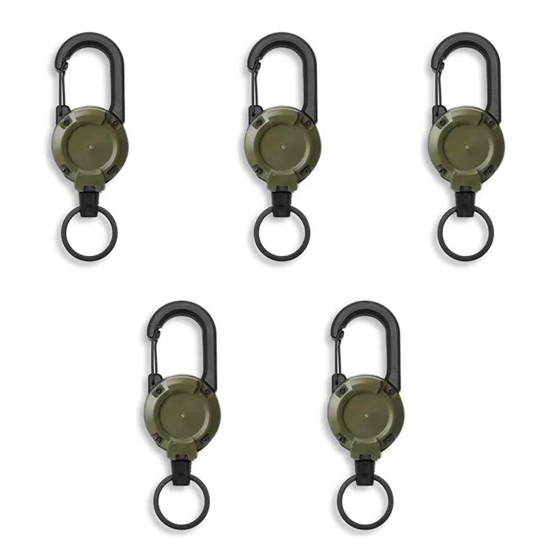 Retractable Heavy Duty Pull Reel Carabiner Strong Steel Wire Rope Buckle Spring Key Ring Outdoor Sporty attachment Keychain…