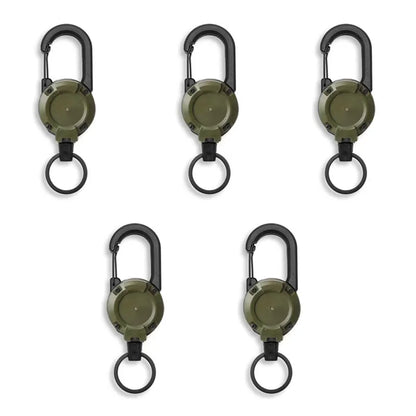 Retractable Heavy Duty Pull Reel Carabiner Strong Steel Wire Rope Buckle Spring Key Ring Outdoor Sporty attachment Keychain…