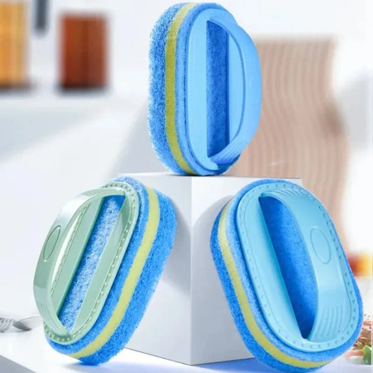 Kitchen Bathroom Toilet Cleaning Magic Sponge Glass Wall Cleaning Bath Brush Handle Sponge Ceramic Window Slot Clean Brush