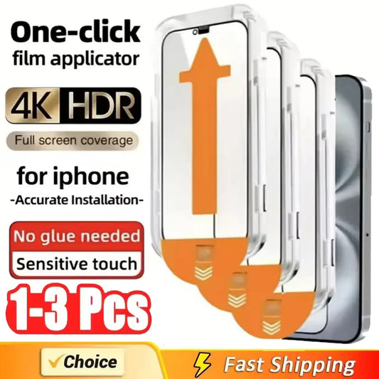 1-3Pc 8K High End Tempered Glass For iPhone 15 14 13 12 11 Pro Max XS MAX 15 16 Screen Protector With Alignment Mounting Cov…