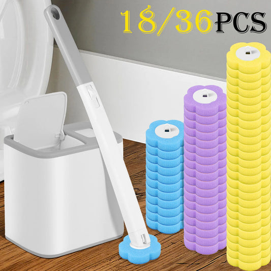 18/36Pcs Toilet Brush With Disposable Replacement Head Kits Upgrade Long Handle Bathroom Cleaning Brush For Home Wc Accessor…