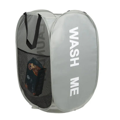 Portable Mesh Pop Up Laundry Hamper Wide Opening Breathable Collapsible Space-Saving Laundry Basket Dorm Travel Bathroom Ite…