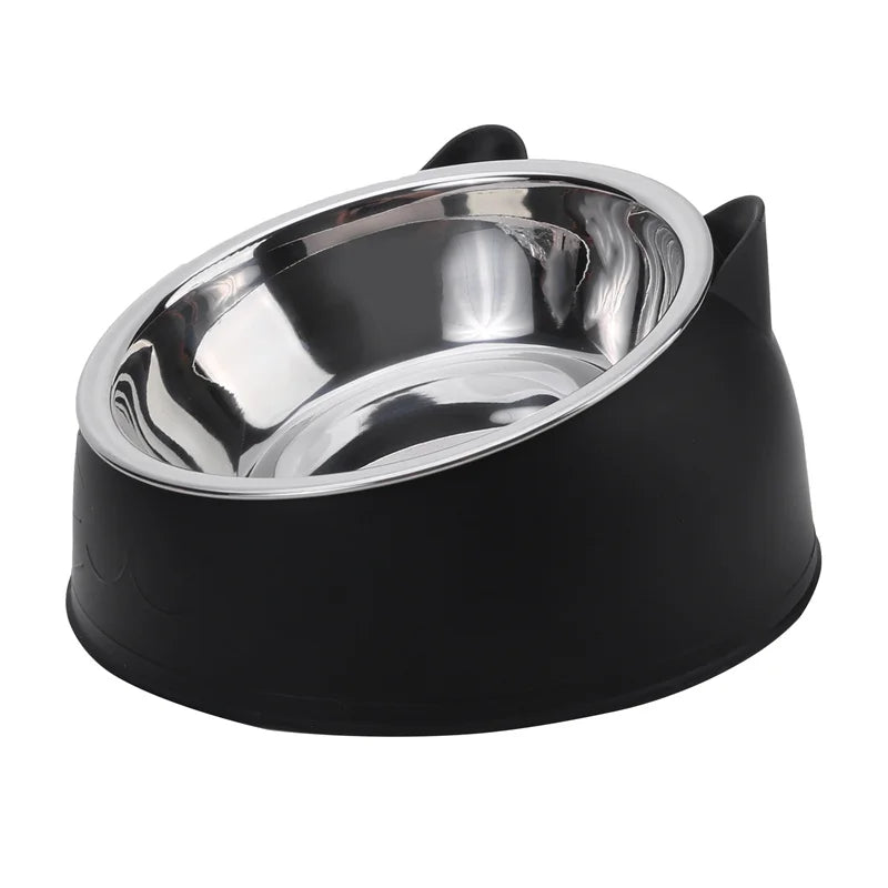 1/2/5pcs Cat Bowl Creative Inclined Kitten Puppy Food Feeding Bowls Stainless Steel Cats Drinking Feeder Pet Dogs Cats Feede…