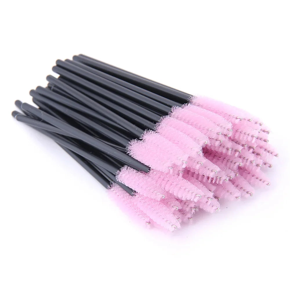 5/25/50 PCS Makeup Brushes Pink Crystal Eyelashes Brush Reusable Fake Lashes Extension Supplies False Eyelash Make up Tool H…