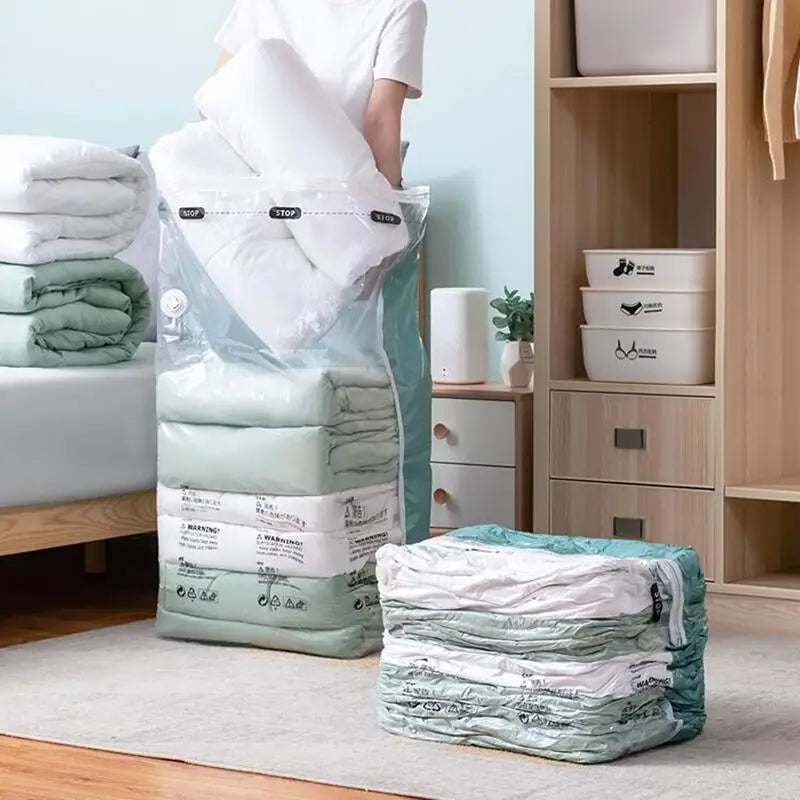No Need Pump Vacuum Bags Large Plastic Storage Bags for Storing Clothes Blankets Compression Empty Bag Covers Travel Accesso…