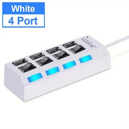 High Speed 4/7 Ports USB HUB 2.0 Adapter Expander Multi USB Splitter Multiple Extender with LED Lamp Switch for PC Laptop -…