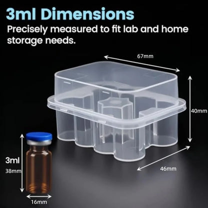 New 3/5/7/10mL 2/10/24-Slot Vial Storage Case Stackable Plastic Microtube Storage Box Clear Freezer Tube Box Diabetic Suppli…