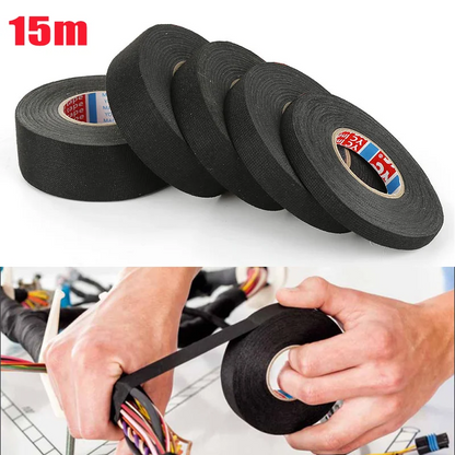 15M 9/15/19/25/32MM Heat-resistant Adhesive Cloth Fabric Tape For Automotive Cable Tape Harness Wiring Loom Electrical Heat…