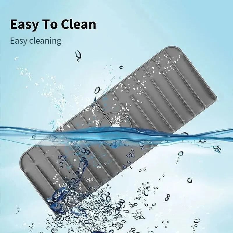 Silicone Faucet Mat Dish Soap Sponge Holder Sink Kitchen Countertop Drying Mat Bathroom Kitchen Sink Splash Guard Drain Pad…