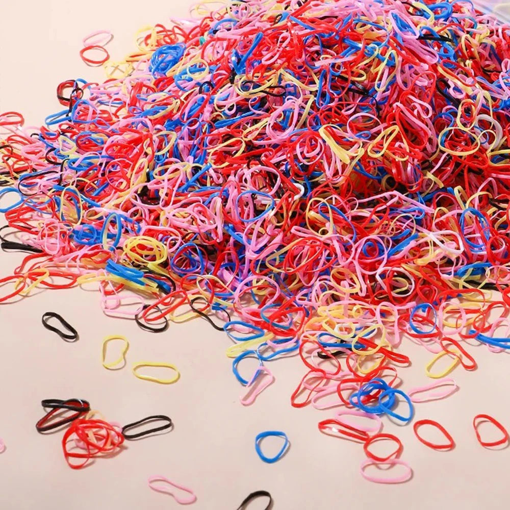 500/1000/2000pcs Girls Colourful Disposable Rubber Band Hair Ties Headband Children Ponytail Holder Bands Kids Hair Accessor…