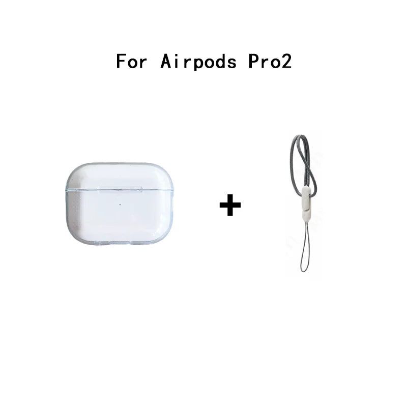 Clear Soft TPU Earphone Case for Airpods 4 3 2 1 Pro Pro2 Pro 3 Shockproof with Lanyard Strap for Airpods 4 Charging Case Co…