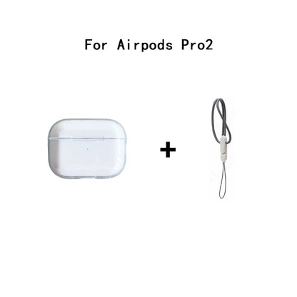 Clear Soft TPU Earphone Case for Airpods 4 3 2 1 Pro Pro2 Pro 3 Shockproof with Lanyard Strap for Airpods 4 Charging Case Co…