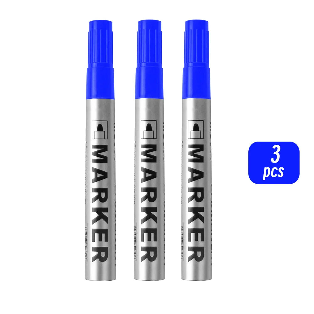 Permanent Paint Marker Pen Waterproof Black Pen for Tyre Oily Markers Quick Drying Signature Pen Stationery Supplies - image…