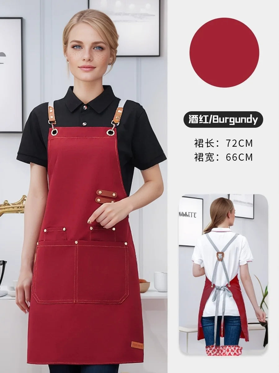 Waterproof Kitchen Apron Perfessional Kitchen Apron Restaurant Shop Waiter Work Uniform Women/Men With Pockets Cleaning Pina…
