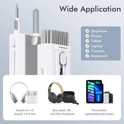 8 in 1 Cleaning Kit Computer Keyboard Cleaner Brush Earphones Cleaning Pen For Headset IPad Phone Cleaning Tools Keycap Pull…